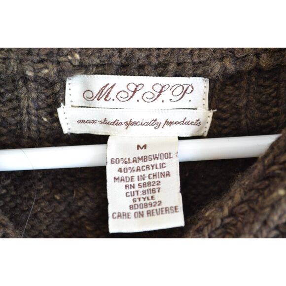 Max Studio MSSP Women's Medium Brown Lambswool Long Cardigan Sweater - Picture 4 of 13